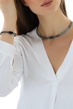 Elizi Trabzon Hasırı Titanyum Set - 3 Sıra Oniks