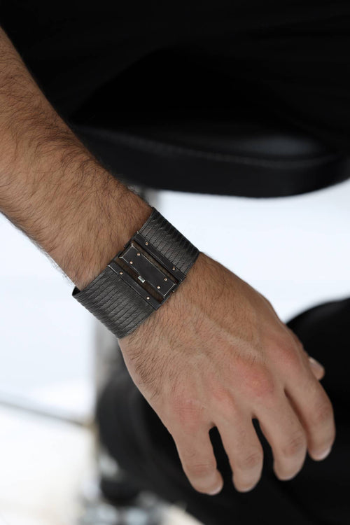 Trabzon Hasırı Titanyum Altın Erkek Bileklik - 13 Sıra 2