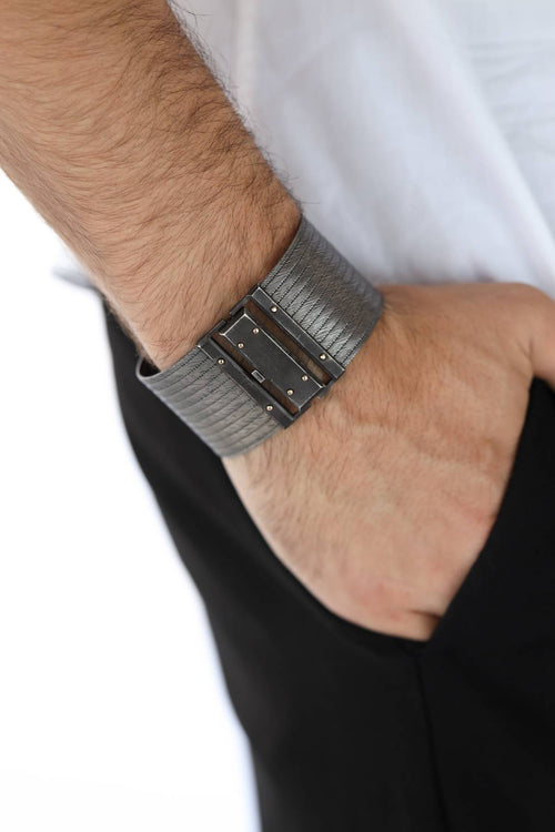 Trabzon Hasırı Titanyum Altın Erkek Bileklik - 13 Sıra 4