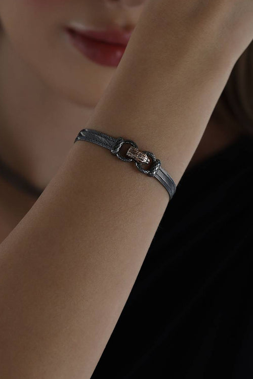 Trabzon Hasırı Titanyum Altın Bileklik - 3 Sıra Hitra