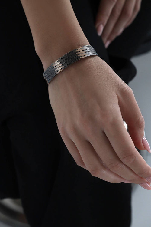 Elizi Trabzon Hasırı Titanyum Bileklik - 5 SIra