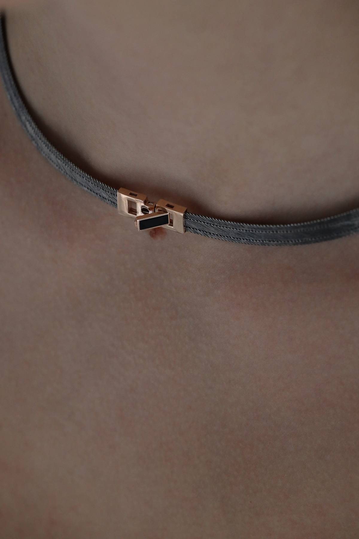 Elizi Trabzon Hasırı Titanyum Altın Set - 5 Sıra Bileklik 5 Sıra Gerdanlık