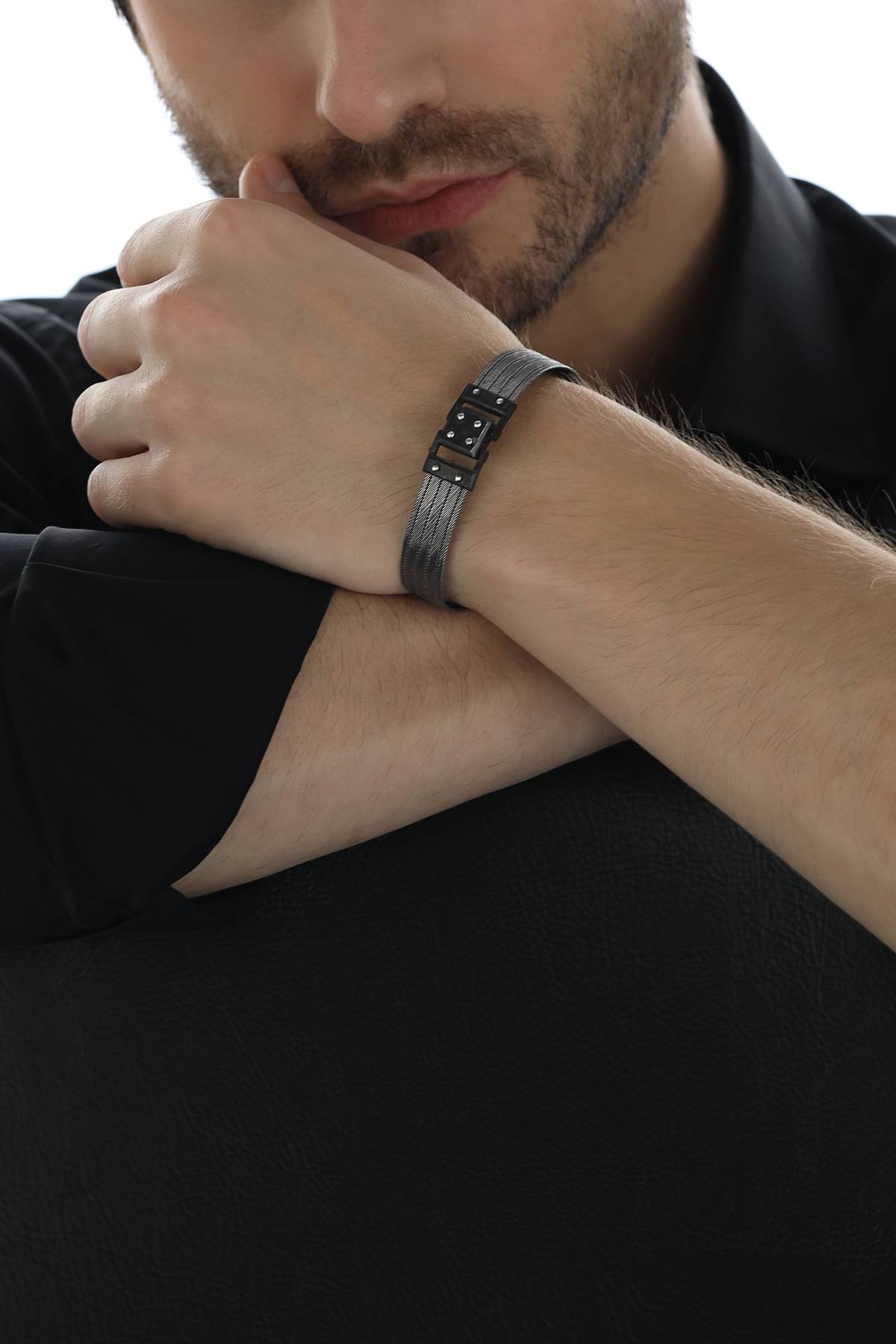 Elizi Trabzon Hasırı Titanyum Erkek Bileklik - 5 Sıra Maximus