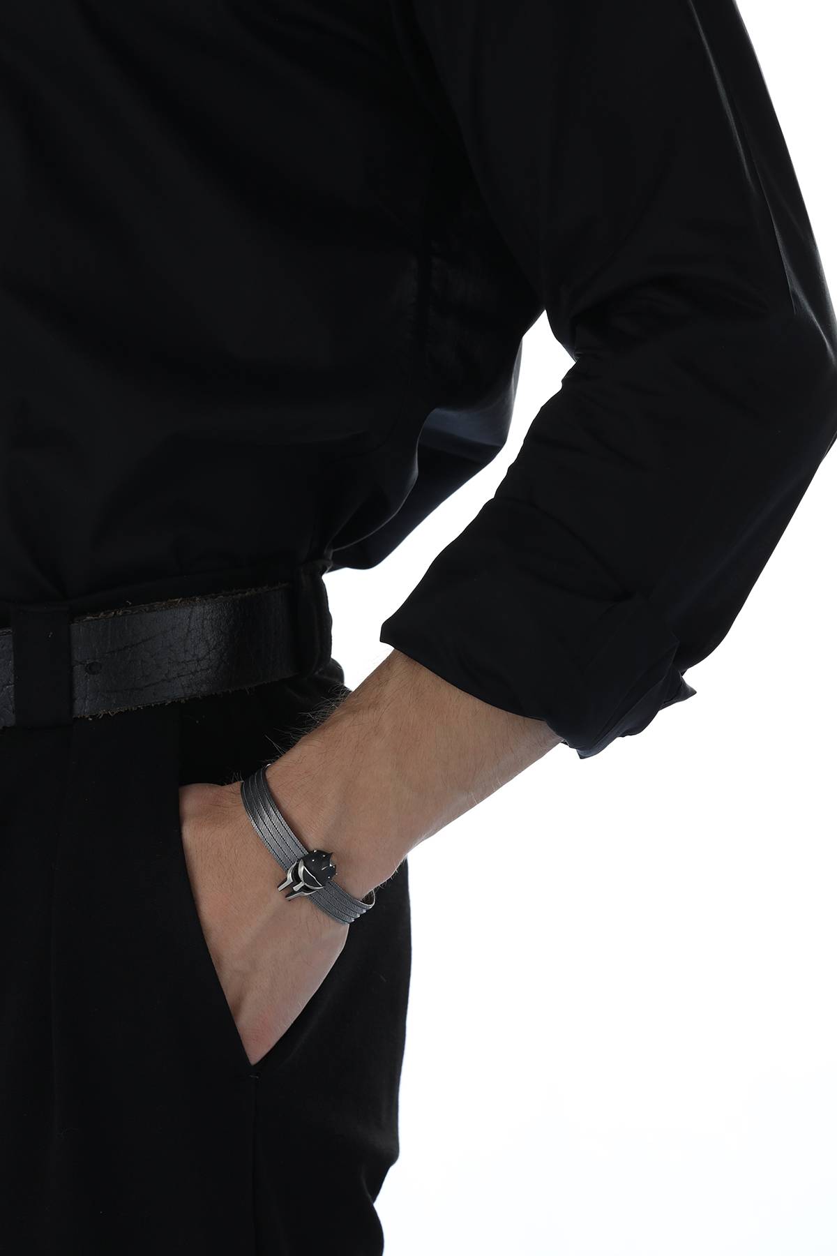 Elizi Trabzon Hasırı Titanyum Erkek Bileklik - 5 Sıra Maximus