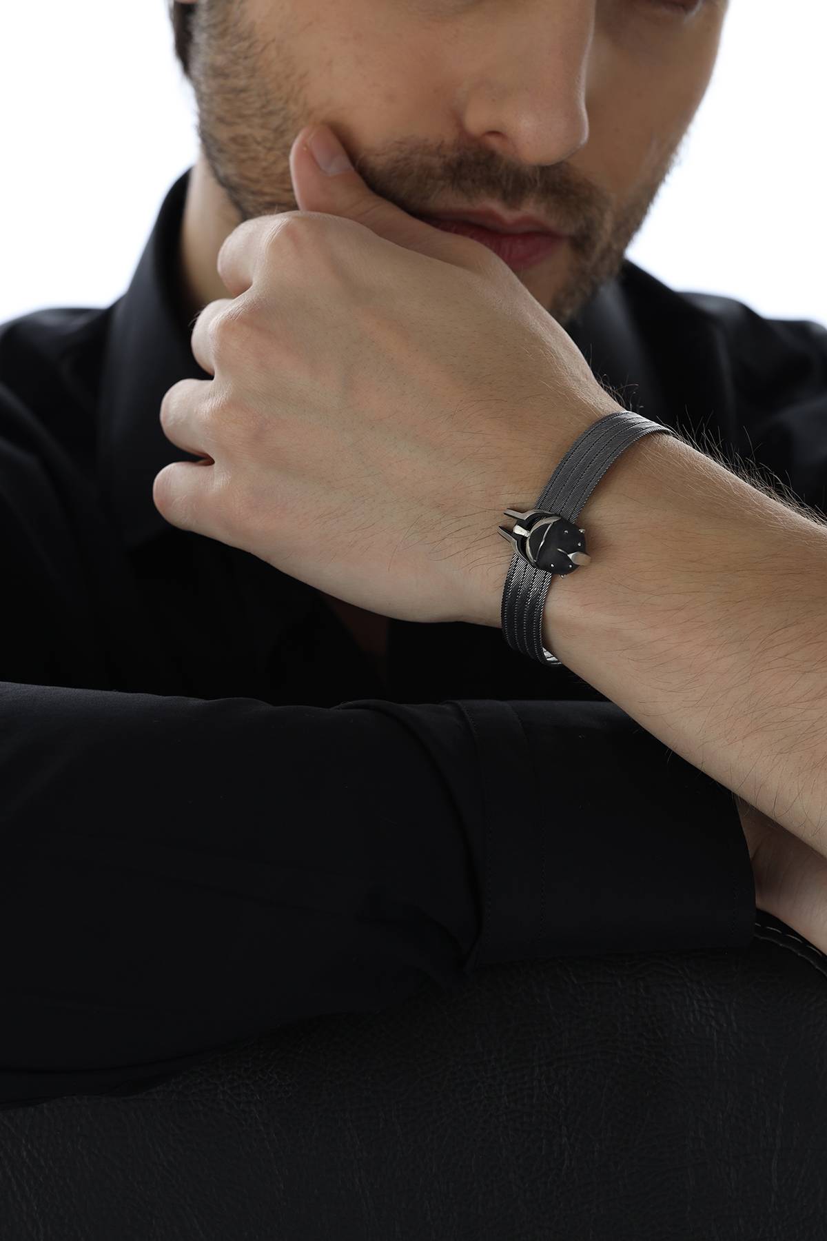 Elizi Trabzon Hasırı Titanyum Erkek Bileklik - 5 Sıra Maximus