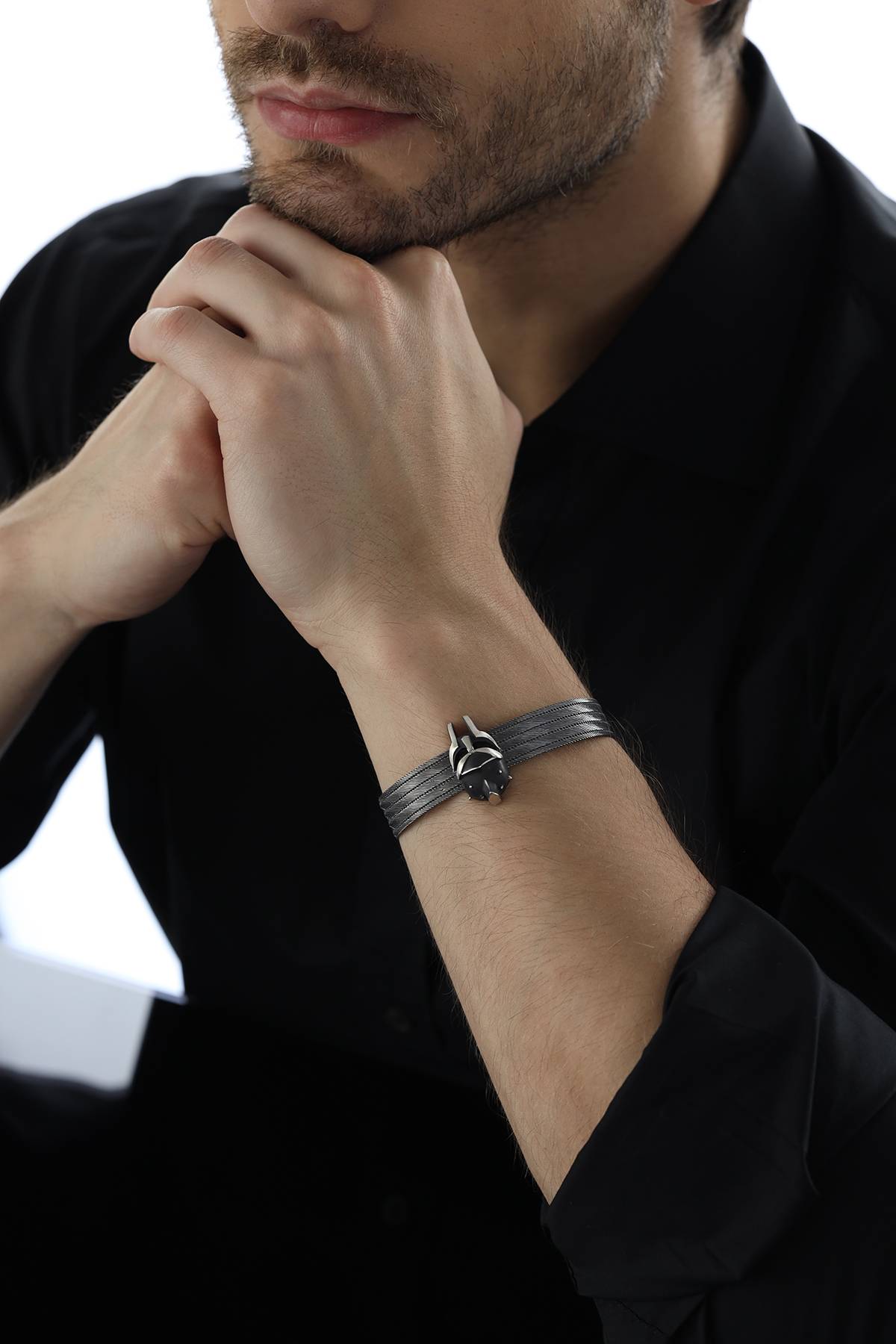 Elizi Trabzon Hasırı Titanyum Erkek Bileklik - 5 Sıra Maximus