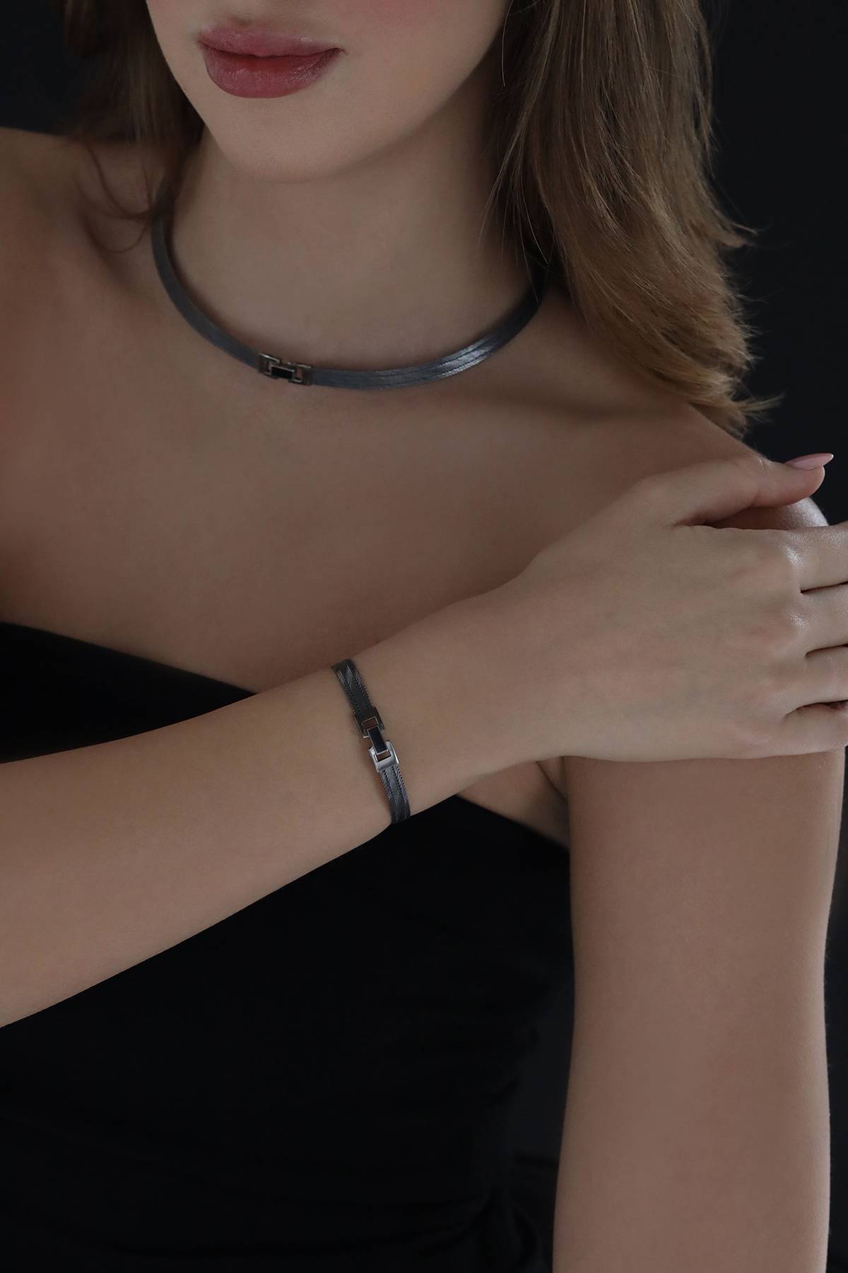 Elizi Trabzon Hasırı Titanyum Set - 3 Sıra