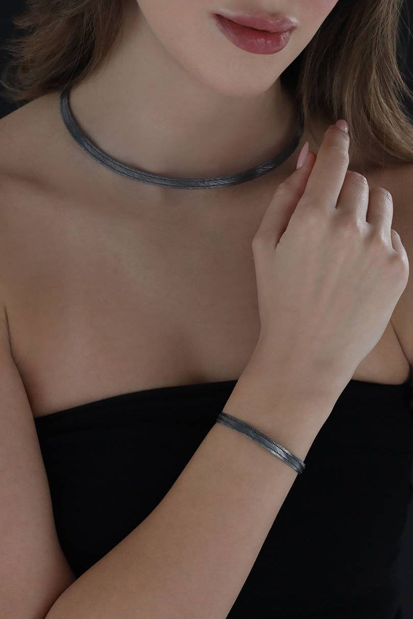 Elizi Trabzon Hasırı Titanyum Set - 3 Sıra