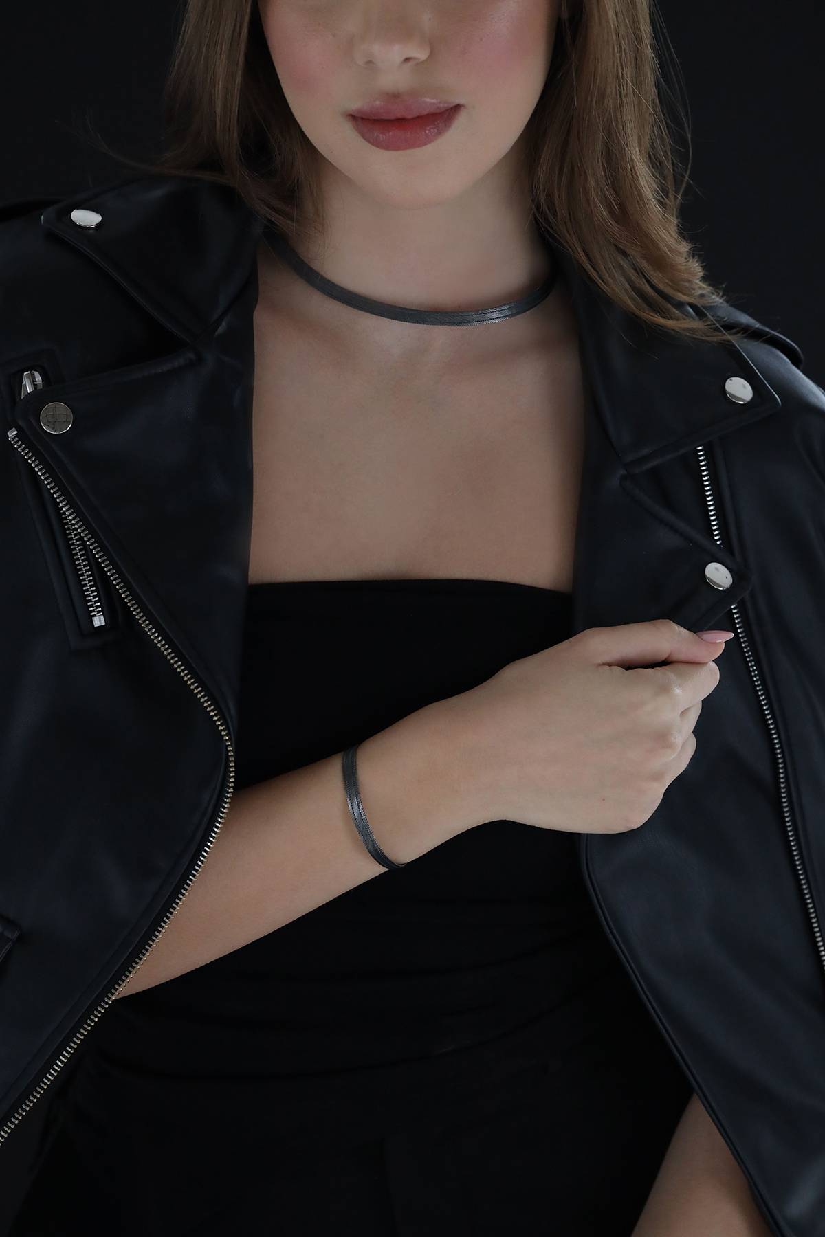 Elizi Trabzon Hasırı Titanyum Set - 3 Sıra