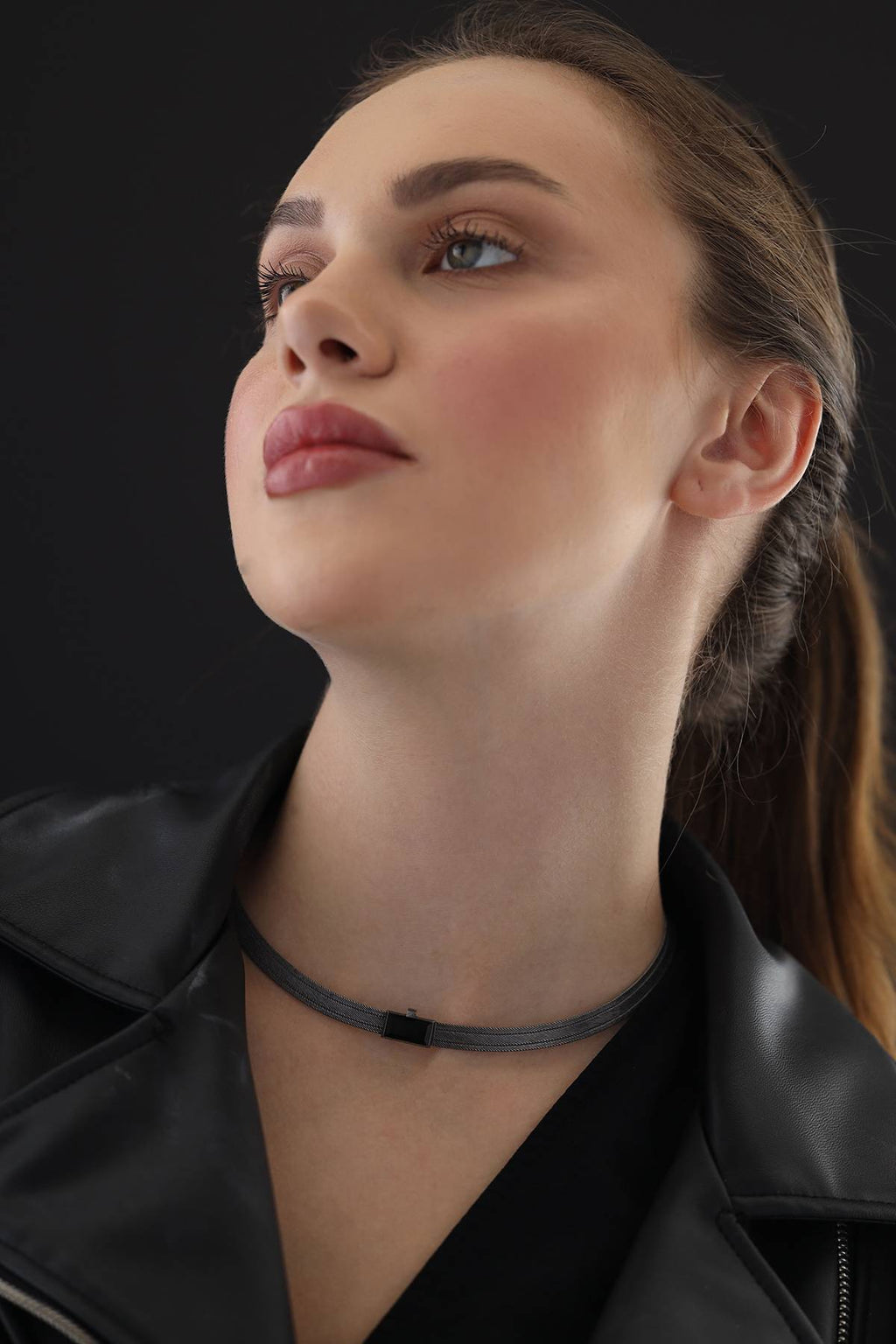 Elizi Trabzon Hasırı Titanyum Set - 3 Sıra Oniks