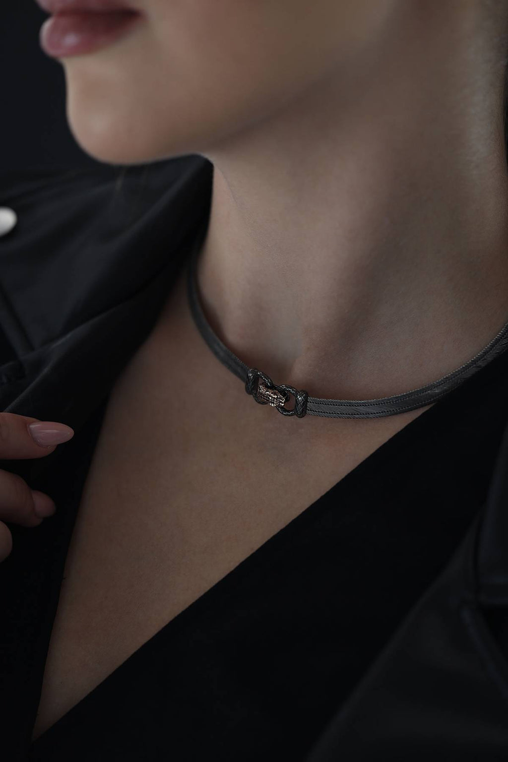 Elizi Trabzon Hasırı Titanyum Kolye - 3 Sıra Hitra